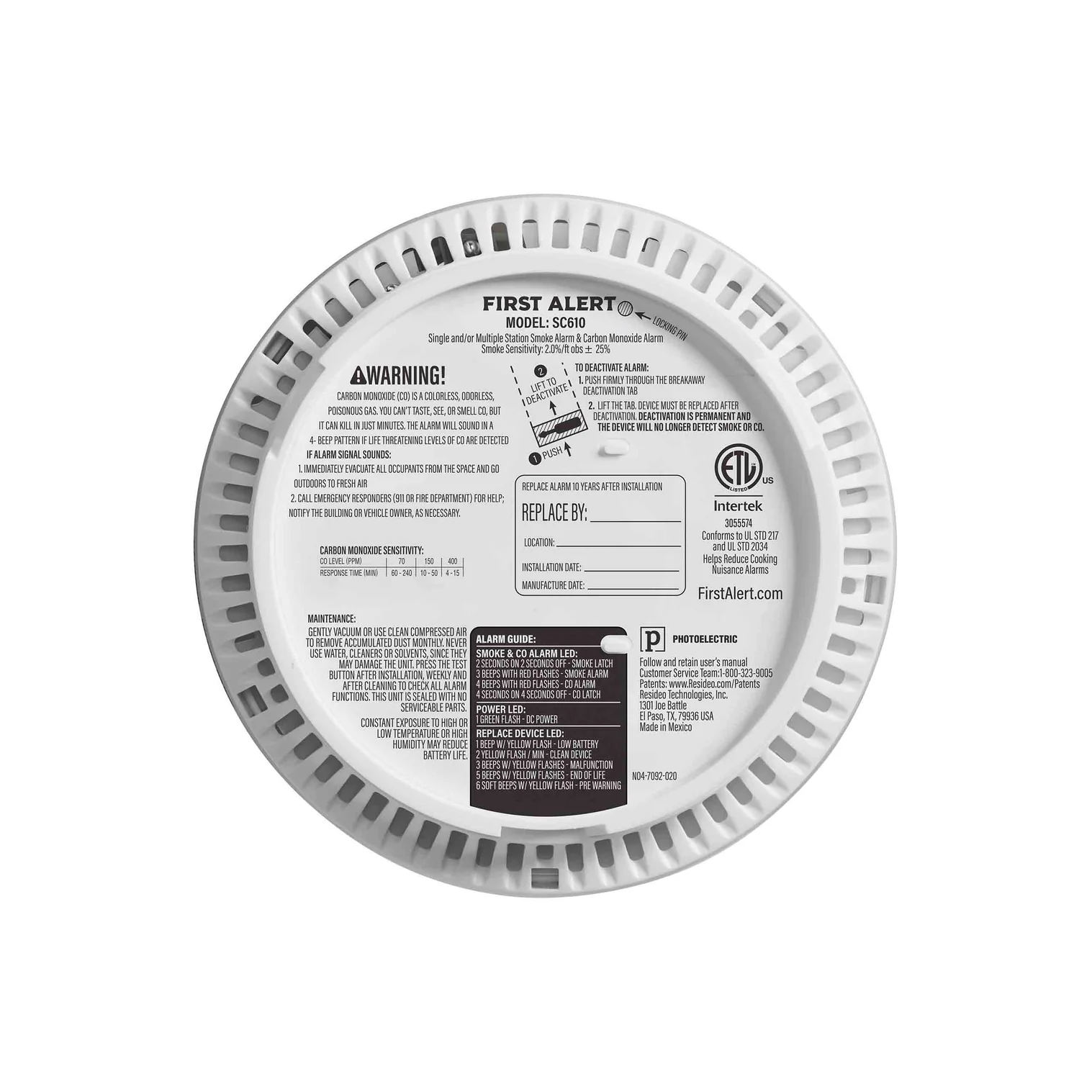 BRK First Alert SC610 10 Year Sealed Battery Smoke & CO Alarm - Image 7
